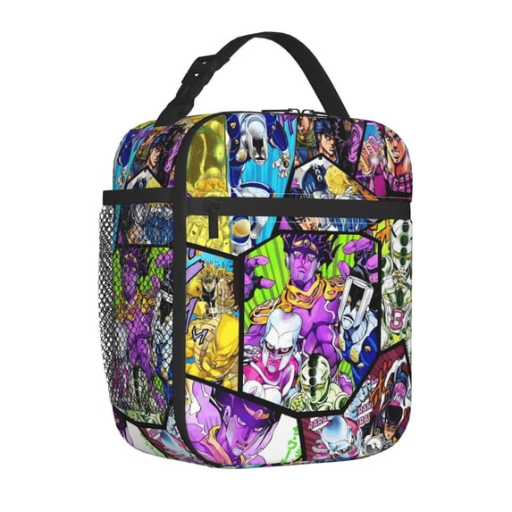 Portable Insulated Lunch Bag for Men and Women, Reusable Thermal Tote with Front Zipper Pocket, Lightweight Anime Inspired Cooler