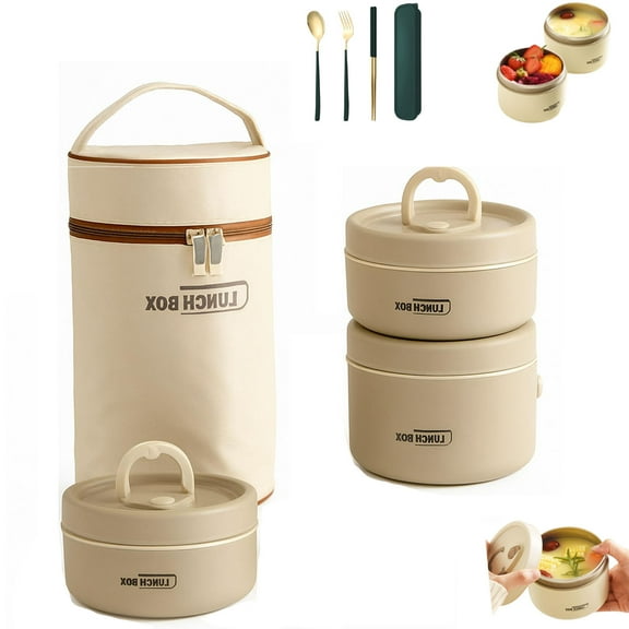 Portable Insulated Lunch Container Set, 4 Tier SeparateStackable Stainless Steel Bento Box for Hot Food with Insulated Lunch Bag Unisex, Hot Food Lunch Containers, for Work Picnics Camping