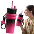 thumbnail image 1 of Stainless Steel Insulated Tumbler, Large Capacity Travel Mug with Straw and Lanyard, Double Wall Vacuum Cooler Cup for Car and Outdoor Use, 1 of 5