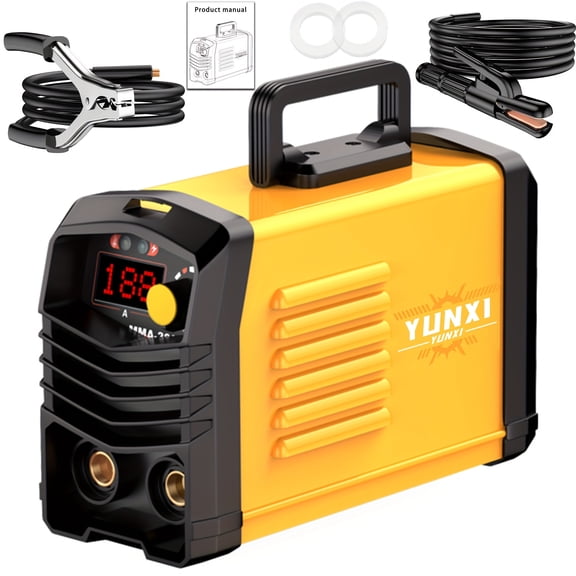 Portable Inverter Welding Machine, Dual Voltage 110V US Plug, Digital Display Aluminum Welder, Black Yellow Design, Collaborative Control for Home & Commercial Metalworking