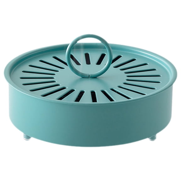 Portable Iron Mosquito Coil Holder with Handle Round Heat-Resistant Incense Holder (Blue)Harlik
