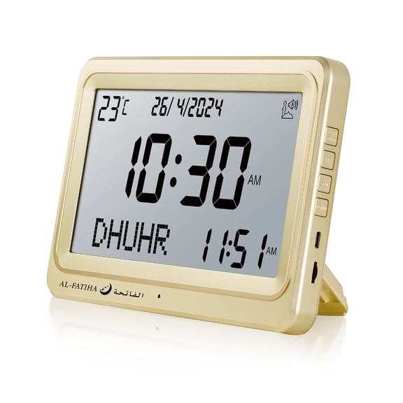 Portable Islamic Prayer Alarm Clock with LCD Screen & Mecca Music Small Azan Time Clock Snooze Function Clock for Home