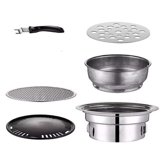 Portable Japanese Korean Style BBQ Table Grill Barbecue Stove Cooker Stainless Steel Charcoal BBQ Grill Outdoor Stove Cooker Camping Fit 1-5 People