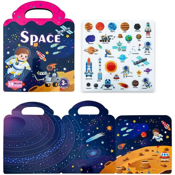 Portable Jelly Sticker Book 7 Themes Reusable Washable Stickers Set – Educational Activity Book, Interactive Learning Scenes, Travel-Friendly Quiet Toy