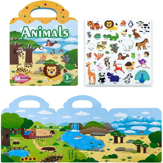Portable Jelly Sticker Book, Early Education Reusable Stickers, Washable Stickers for Learning, Interactive Play Activities for Home, Preschool Travel Entertainment