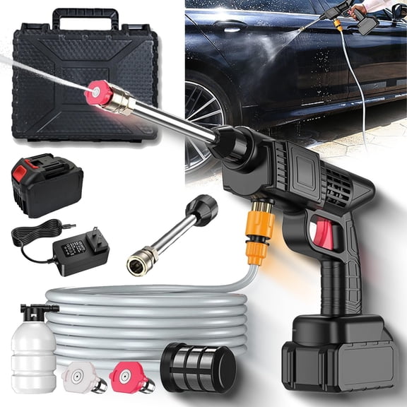 Portable Jet Power Washer, 2026 New Cordless Pressure Washer 2.0, 435PSI Handheld Water High Pressure Cleaner, 12000 mAh Battery Powered, with 6-in-1 Nozzle for Spray, Sweep, Foam (1*Battery)
