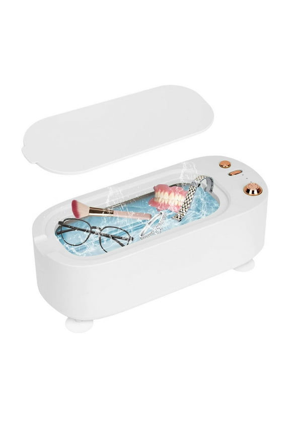 Portable Jewelry Cleaner 300ml Ultrasonic Glasses Cleaning Device 45kHz Deep Clean 3 Modes Stainless Steel Tank for Rings Watch Denture Makeup Brush