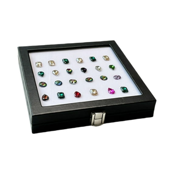 Portable Jewelry Display Case with Secure Clasp for Gem and Crystal Storage