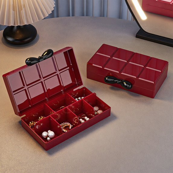 Portable Jewelry Organizer Box, 8-Compartment Earring Storage Case with Lid, Plastic Travel Jewelry Holder for Rings, Necklaces, Small Accessories