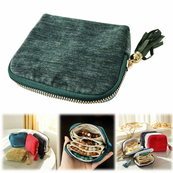 Portable Jewelry Travel Case Organizer With Zipper Multi Layer Storage For Earring Necklace Ring Bracelet And Girls Trip
