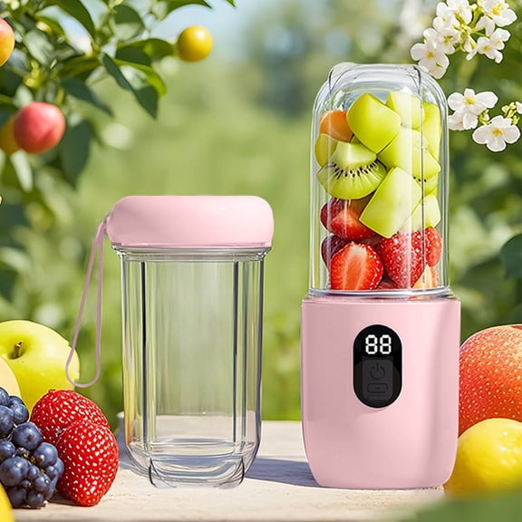 Portable Juicer Blender Cup 600ML USB Rechargeable Smoothie Maker, Personal Blender with 16 Stainless Steel Blades Self Cleaning Design and Safety Protection for Home Travel Fitness