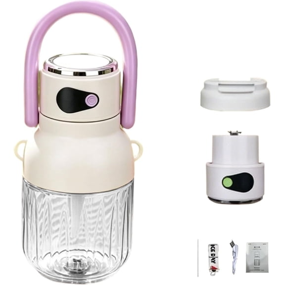 Portable Juicer Blender, USB Rechargeable Hand Blender with Lid and Handle for Travel Kitchen Gym-purple