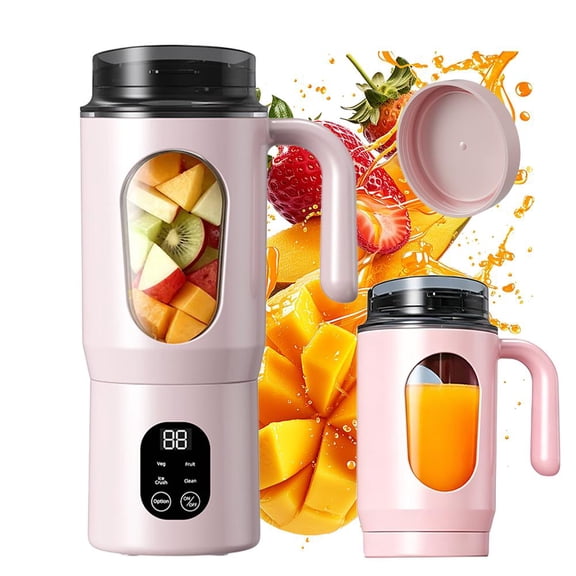 Portable Juicer Cup 20 fl oz,USB Rechargeable Blender with Digital Display, 12 Blade Extractor for Smoothies Shakes, Dual Lid Design
