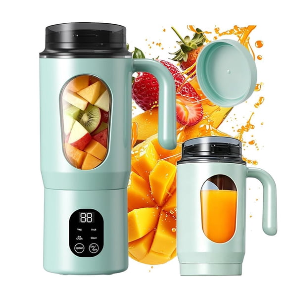 Portable Juicer Cup 20 fl oz,USB Rechargeable Blender with Digital Display, 12 Blade Extractor for Smoothies Shakes, Dual Lid Design