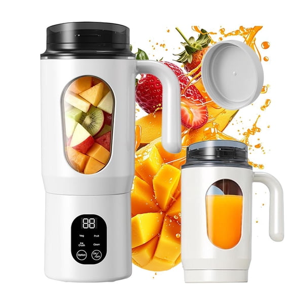 Portable Juicer Cup 20 fl oz,USB Rechargeable Blender with Digital Display, 12 Blade Extractor for Smoothies Shakes, Dual Lid Design