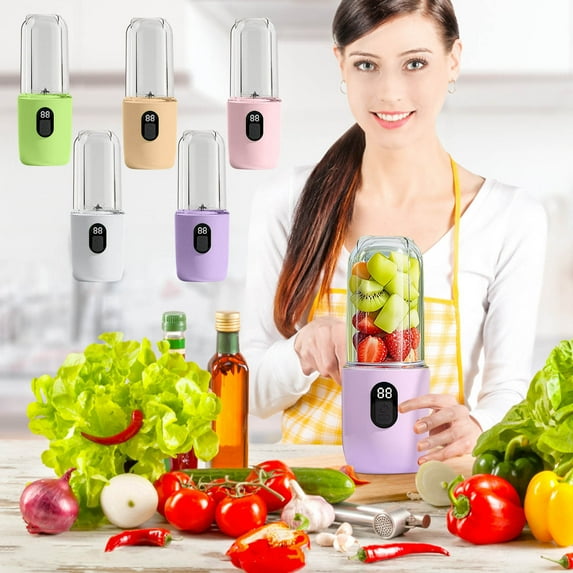 Portable Juicer Cup 600ml | USB Rechargeable Blender for Smoothies, Shakes, Fruit, Ice Crushing | Powerful 200W Motor, 16 Stainless Steel Blades, Smart Safety Lock, Easy Clean – Outdoor Travel