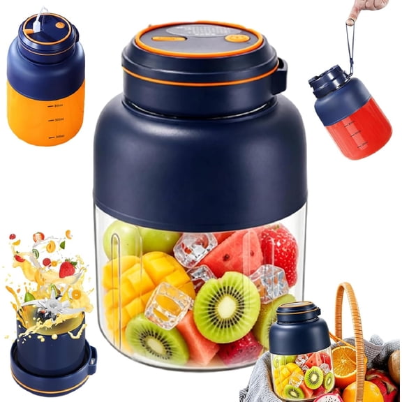 Portable Juicer Cup Blender, 45Oz Large Capacity Electric Juicer Cup,38 Blades Personal Smoothie Blender, Wireless USB Rechargeable with Dual Lid,Compact Travel Sport Bottle for Juices
