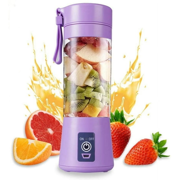 Portable Juicer, USB Electric Blender, Portable Mini Blender for Shakes and Smoothies, 380ml Juice Blender with Six Blades Ideal for Blending