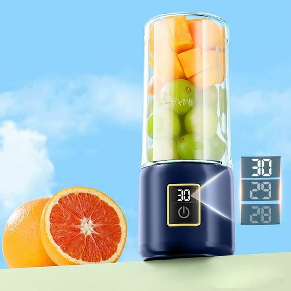 Portable Juicer, Wireless Charging Juicer Cup, Automatic Fruit Vegetable Juicer, 12 Blade Stainless Steel Cutter, Cordless Juicer for Home Office Travel, Double Tap Start, Long Battery Life