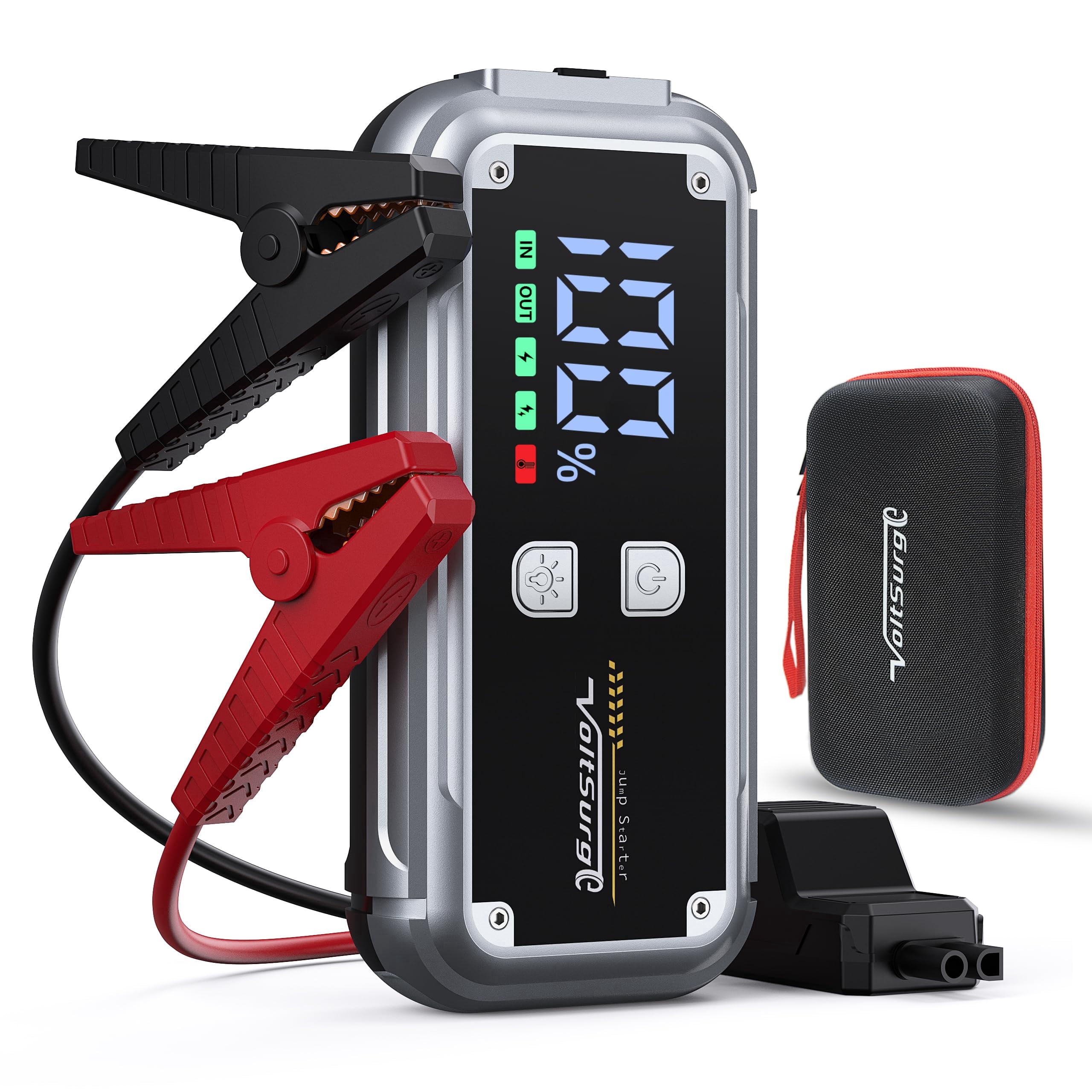 7000A Jump Starter Pack for Car, 12V Portable Jumper Starter (up to All Gas 8.0L Diesel Engine) with LCD Display, Jump Box Charger with Lithium Battery, QC3.0 & 4 LED Light Modes