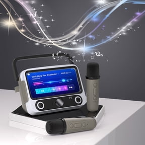 SCIJOY Portable Karaoke Machine with Dual Microphones, Wireless Speaker, Phone Stand, FM Radio, USB Type-C Charging