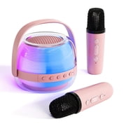 Portable Karaoke Machine with Two Wireless Microphones and Three-Piece Speaker Set, Creative Gift for Adult Birthdays with Ambient Lighting and Night Lamp, Suitable for Bedroom Use