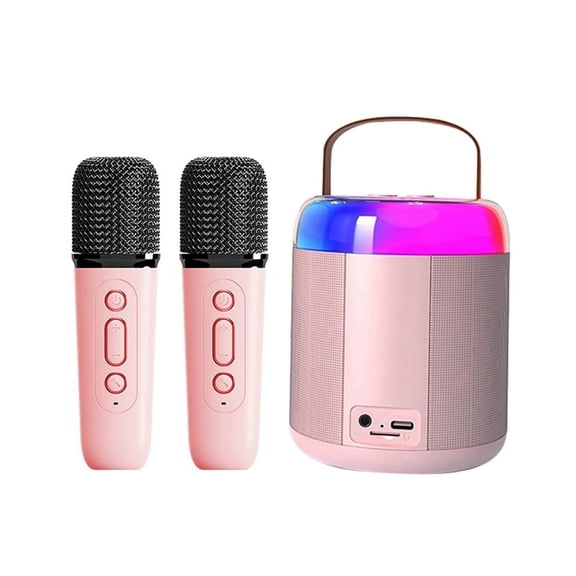Portable Karaoke Machine Y2 KTV Bluetooth System Wireless Dual Microphone High-Fidelity Stereo Sound Pink