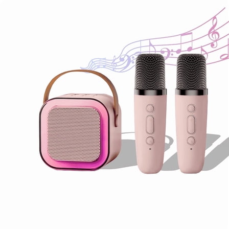 Portable Karaoke Machine for Kids & Teenagers - Mini Size with 2 Microphones, Karaoke Speaker & Bluetooth, Fun Kids Toys - Pink