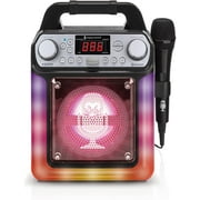 Portable Karaoke Machine with Wired Microphone, Bluetooth, LED Lights - For Adults & Kids