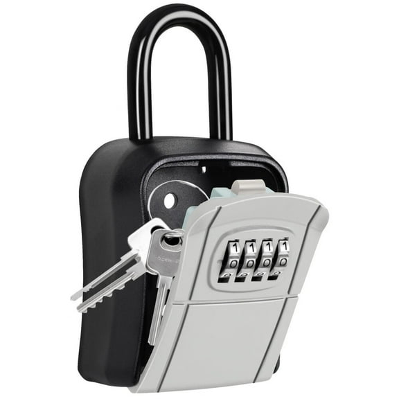 Portable Key Lock Box,Key Holder Safe Security Lock Box for Indoor,Outdoor,Garage,Garden,Store (1,Grey)