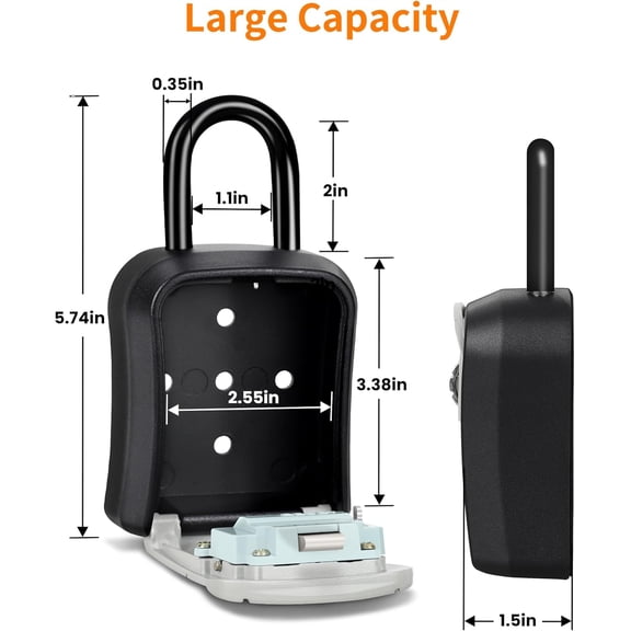 Portable Key Lock Box, Key Holder Safe Security Lock Box for Indoor, Outdoor, Garage, Garden, Store (4 Pack, Grey)