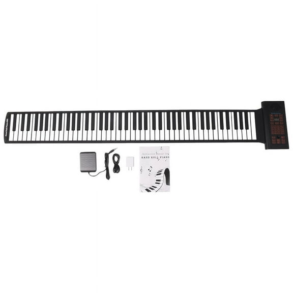 Portable Keyboard Piano Roll Up 88 Keys Electronic Keyboard Flexible Silicone with Rechargeable Battery for Kid Gift