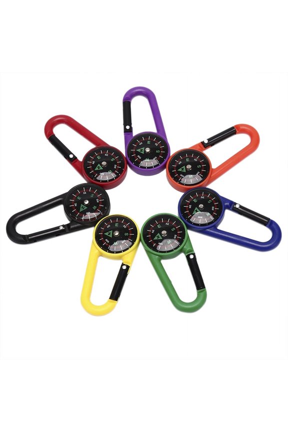 Portable Keychain Compass Hiking Carabiner Compass Outdoor Camping Ring Compass