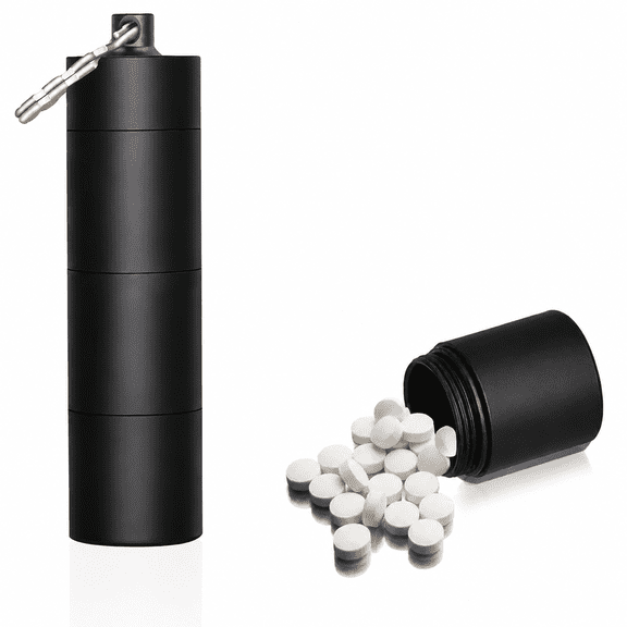 Xuet 3-Compartment Portable Pill Holder, Keychain Metal Pill Organizer for Daily Use