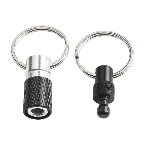 Portable Keychain with Detachable Metal Key Ring for 360° Rotation Dual Ring Buckle Black