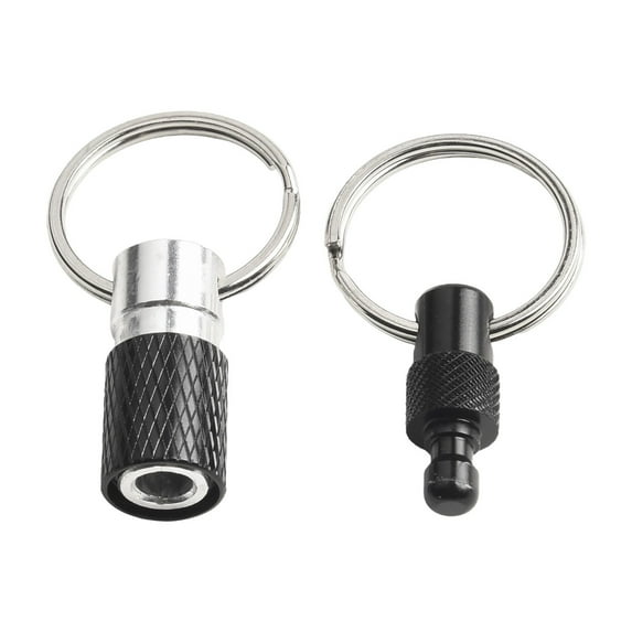 Portable Keychain with Detachable Metal Key Ring for 360° Rotation Dual Ring Buckle Black