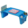 thumbnail image 1 of Basicwise Blue Activity Desk Table with Built-In Cup Holder and Storage Compartments, Multipurpose Lap Tray for Home Learning, Art Activities, Reading, Snack Time, Floor-Based Tasks, and Everyday Des, 1 of 3