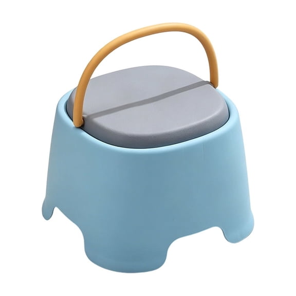 Portable Kids Stool, Small Plastic Step Stool with Storage, Space Saving Seating Stool for Entryway Shoe Changing, Living Room, Bedroom, Lightweight Childrens Seat