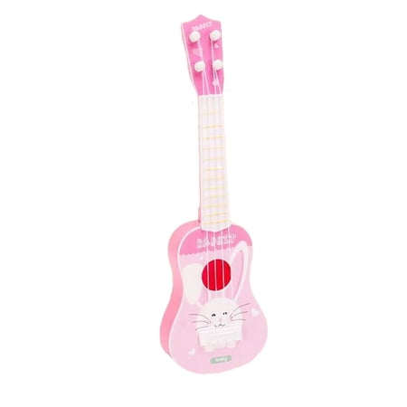 Portable Kids Ukulele Toys, Early Learning Education Toy, Mini Ukulele with 4 String Musical Instrument for Girls Toddlers Birthday Gifts Light Pink Rabbit