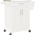 thumbnail image 1 of Portable Kitchen Island Cart With Stainless Steel Countertop, Drawer, Towel Rack, Spice Rack In For Space Optimization Mobile Trolley Counter - Cream White, 2 Shelf, And Transport, 1 of 5