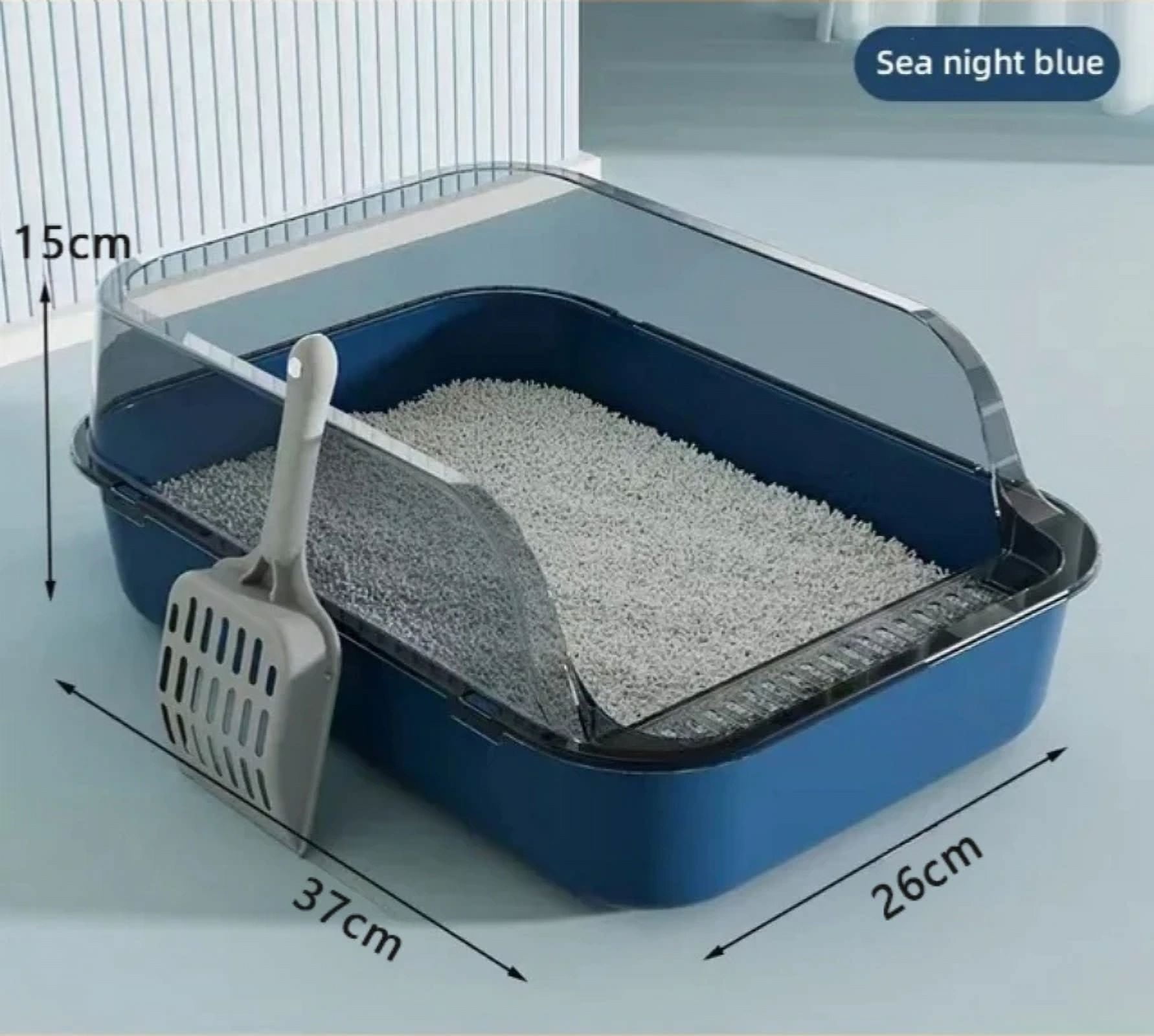 Portable Kitty Sandbox Litter Box Semi with Enclosed Splashproof Tray Toilet - Typpkmm