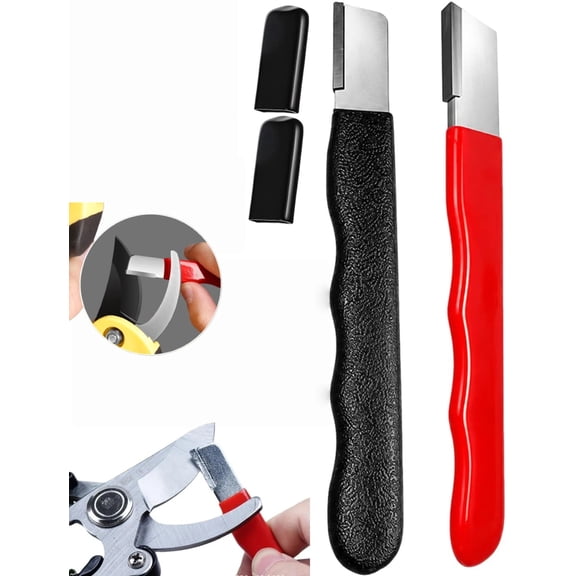 Portable Knife Sharpener, Compact Handheld Steel for Home & Outdoor, Carbide Tungsten Sharpening Stone File for Garden Mower, Pruner Shears & Shovel(2pcs)