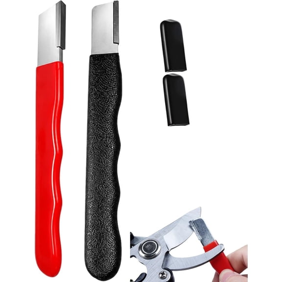 Portable Knife Sharpener Compact Speedy Handheld Steel Home Outdoor Lawn Garden Mower Tool Set Carbide Tungsten Sharpening Stone File Blade Cutting Multi Pruner Shears Trimmer Shovel Sharp(2pcs)