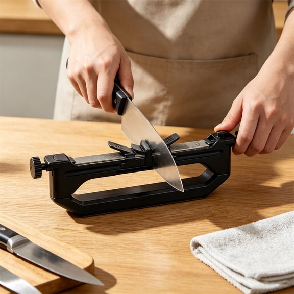 Portable Knife Sharpener,Handheld Angle Guided Knife Sharpener with 15°/17°/25° Adjustable Angles,Multi-Purpose Sharpening Stone Set for Kitchen & Travel
