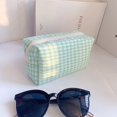 thumbnail image 1 of Portable Korean Travel Sundries Large Capacity Candy Color Plaid Makeup Bag Cosmetic Organizer Wash Bag Storage Pouch GREEN, 1 of 8