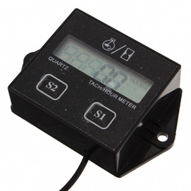 Portable LCD Display Spark Plugs Engine Digital Tach Hour Meter