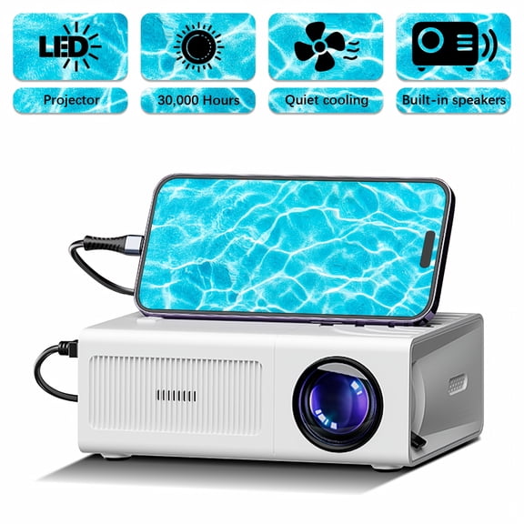 Portable LCD Projector | 1080P Support, 854480 Resolution, USB/HDTV Input | Remote & Button Control | Multi-Device Compatible for Large Screen Use