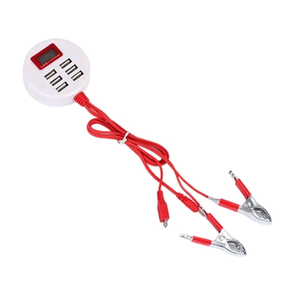 Portable LCD Screen 6 USB Charging Hub with Clip for Mobile Devices