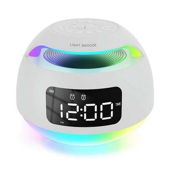 Portable LED Alarm Clock Radio RGB ColorfulLight Radio Receiver Wireless Bluetooth Speaker with DualAlarm Clock Snooze,A