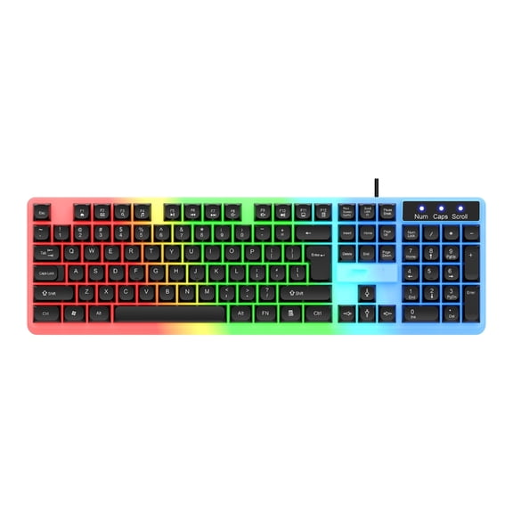 Portable LED Backlit Corded Mechanical Keyboard 104 Keys Hot Swappable Mechanical Keyboard Upgraded for Gaming